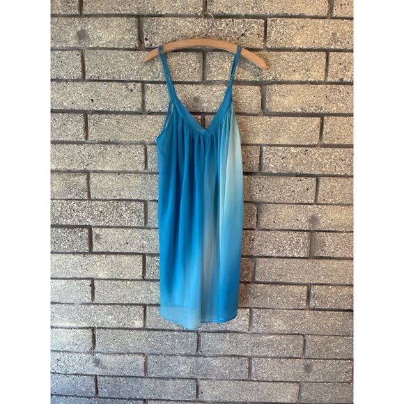 Oscar De La Renta Pink Label Blue Ombre Chemise Adjustable Straps Lightweight Fl - Picture 1 of 5